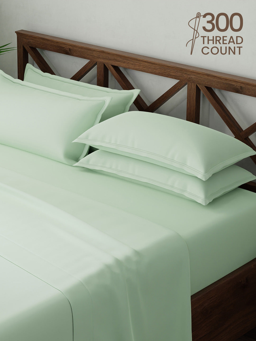 100% Cotton, King Bedsheet Set, 300 TC Solid, Emblem