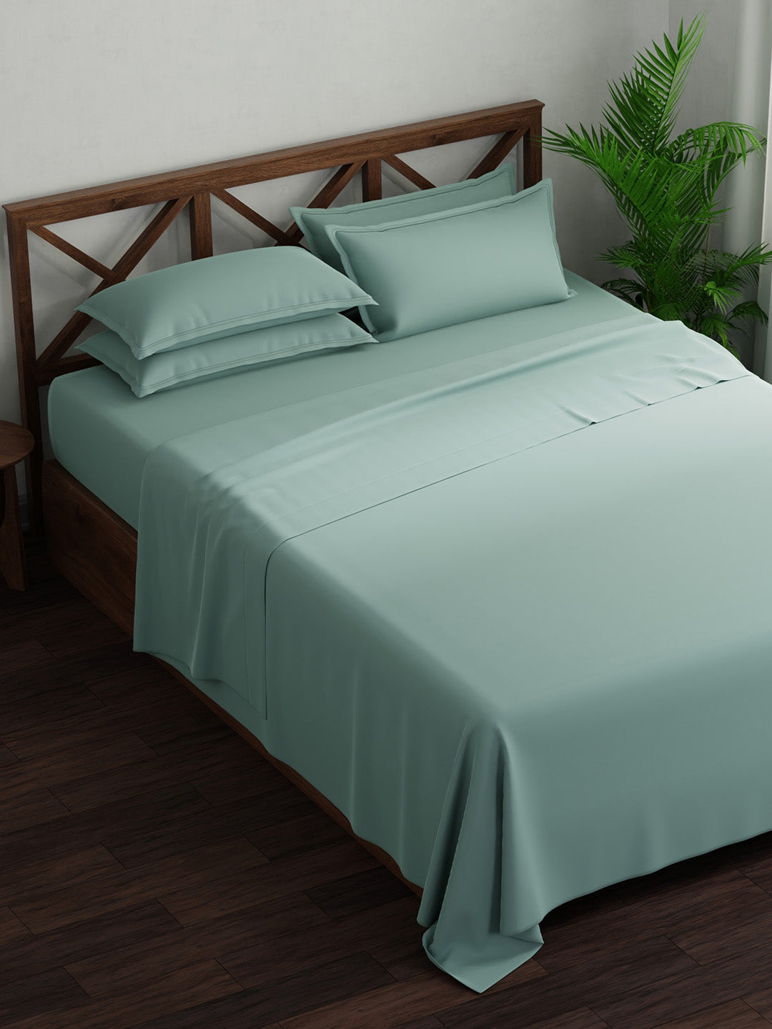 100% Cotton, King Bedsheet Set, 300 TC Solid, Emblem
