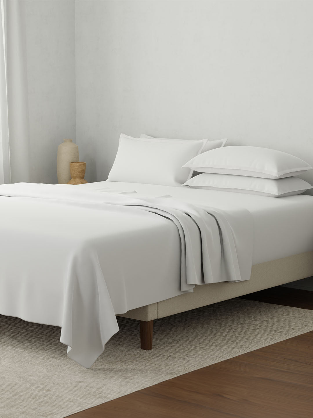 Bamboo Cotton, King Bedsheet Set, 180 TC Solid, Natures