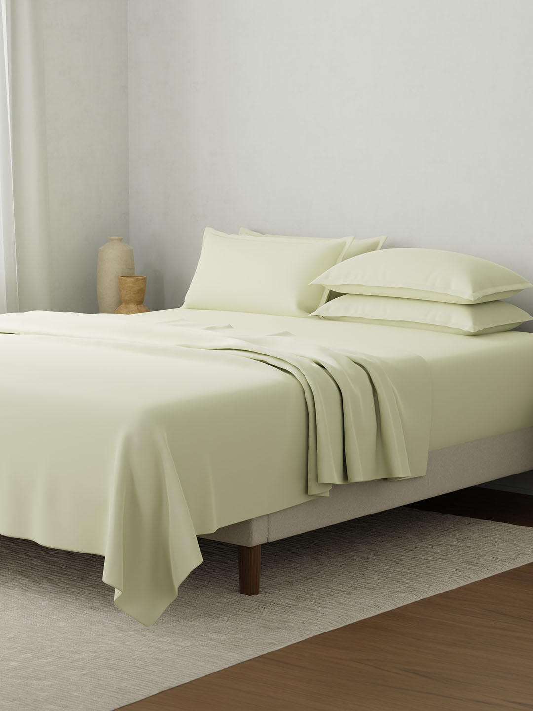 Bamboo Cotton, King Bedsheet Set, 180 TC Solid, Natures