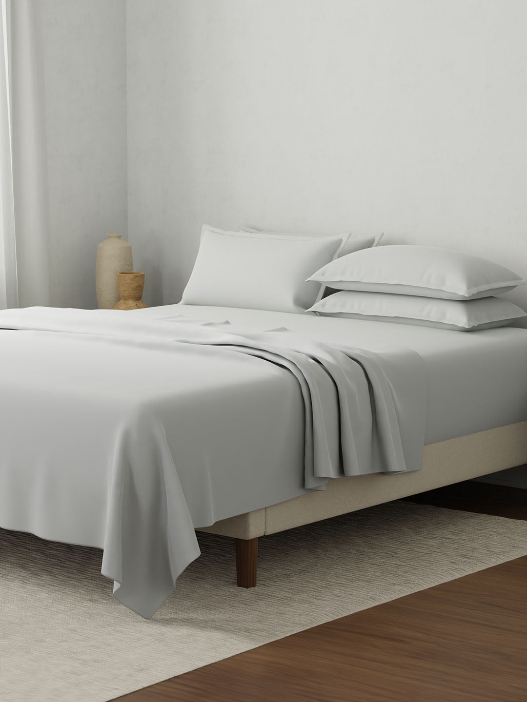 Bamboo Cotton, King Bedsheet Set, 180 TC Solid, Natures