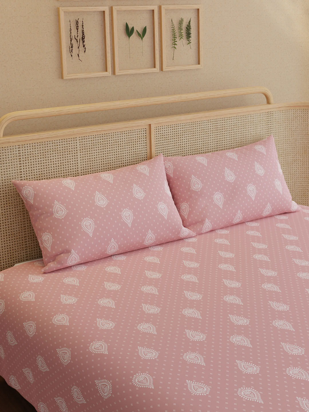100% Kasturi Cotton King Bedsheet Set, 200 TC Printed, Indo Musk