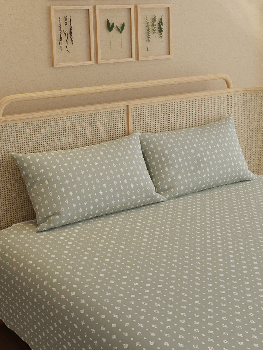 100% Kasturi Cotton King Bedsheet Set, 200 TC Printed, Indo Musk