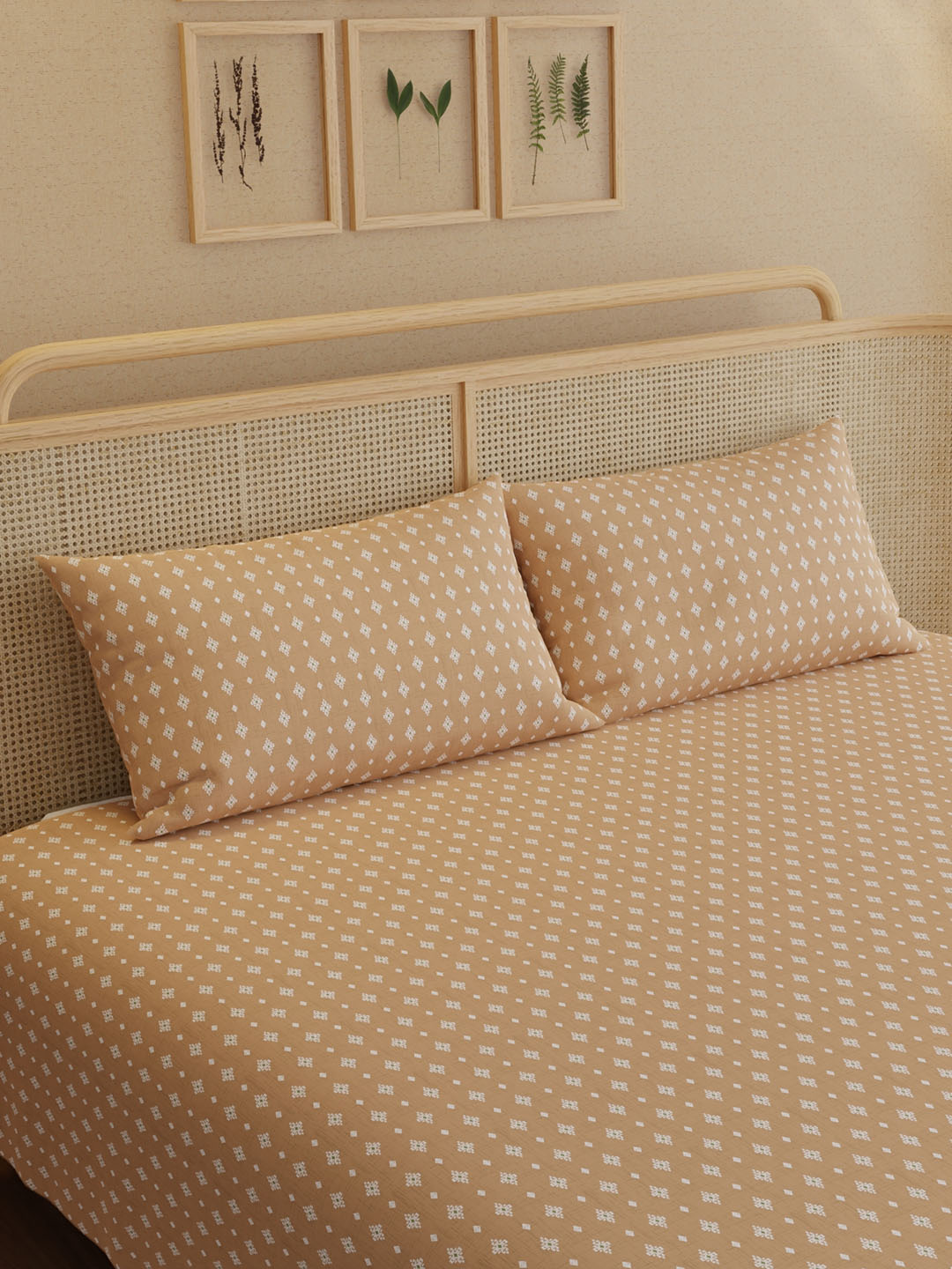 100% Kasturi Cotton King Bedsheet Set, 200 TC Printed, Indo Musk