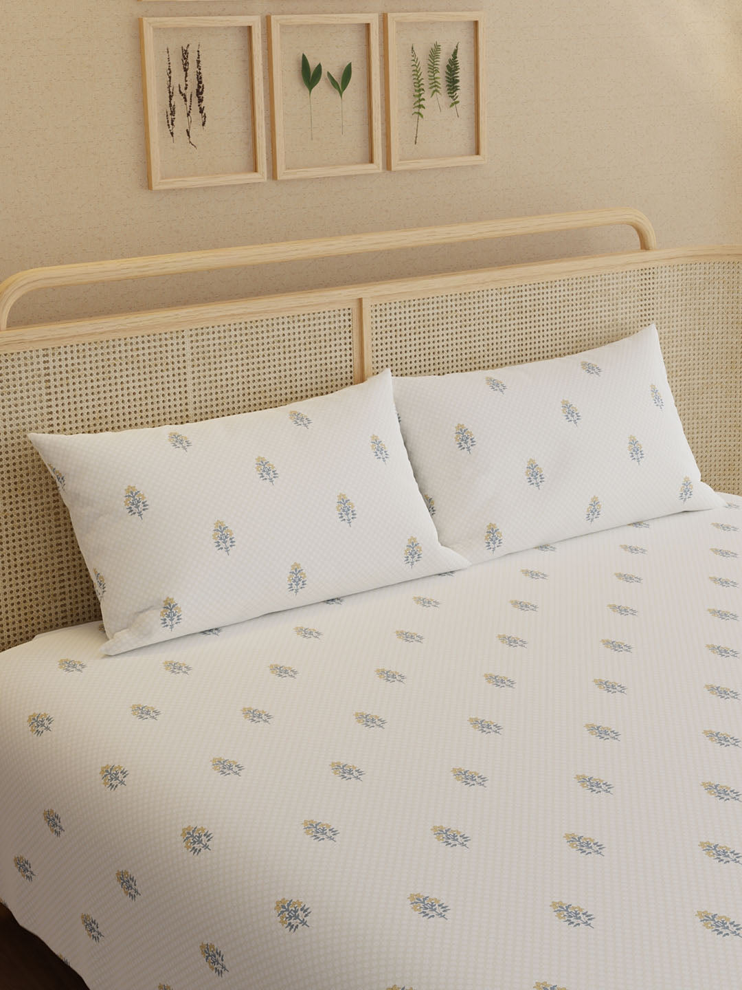 100% Kasturi Cotton King Bedsheet Set, 200 TC Printed, Indo Musk