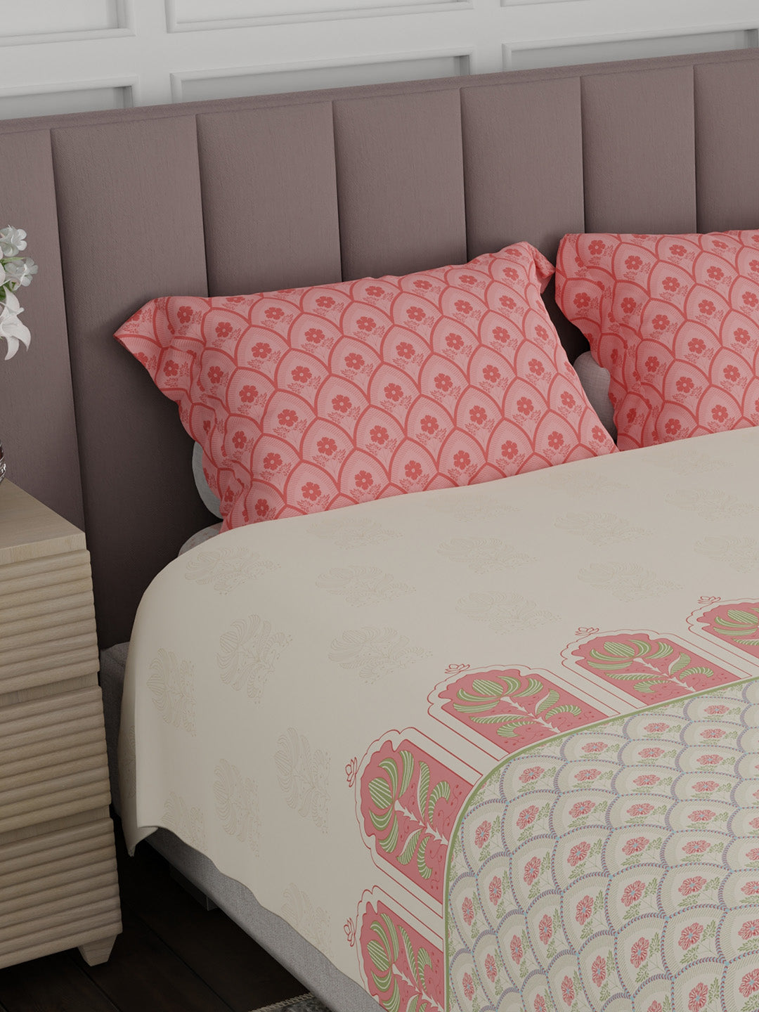 100% Cotton King Bedsheet Set, 200 TC Floral, Valatia