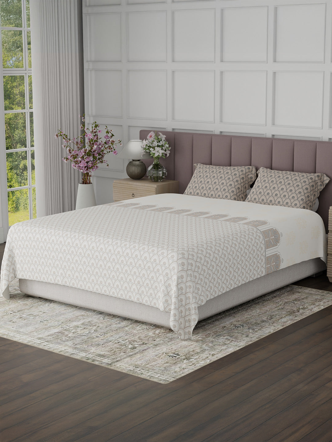 100% Cotton King Bedsheet Set, 200 TC Floral, Valatia