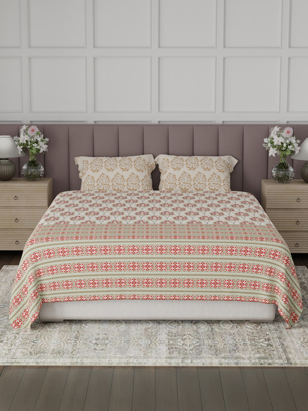 100% Cotton King Bedsheet Set, 200 TC Floral, Valatia