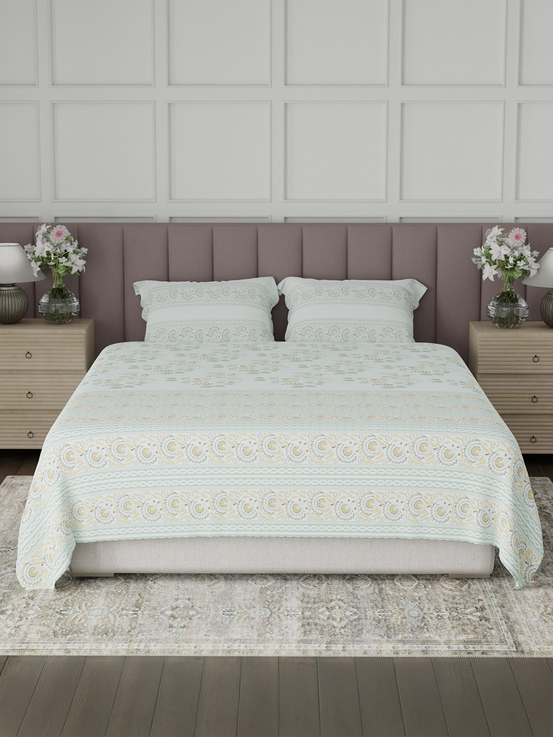 100% Cotton King Bedsheet Set, 200 TC Floral, Valatia