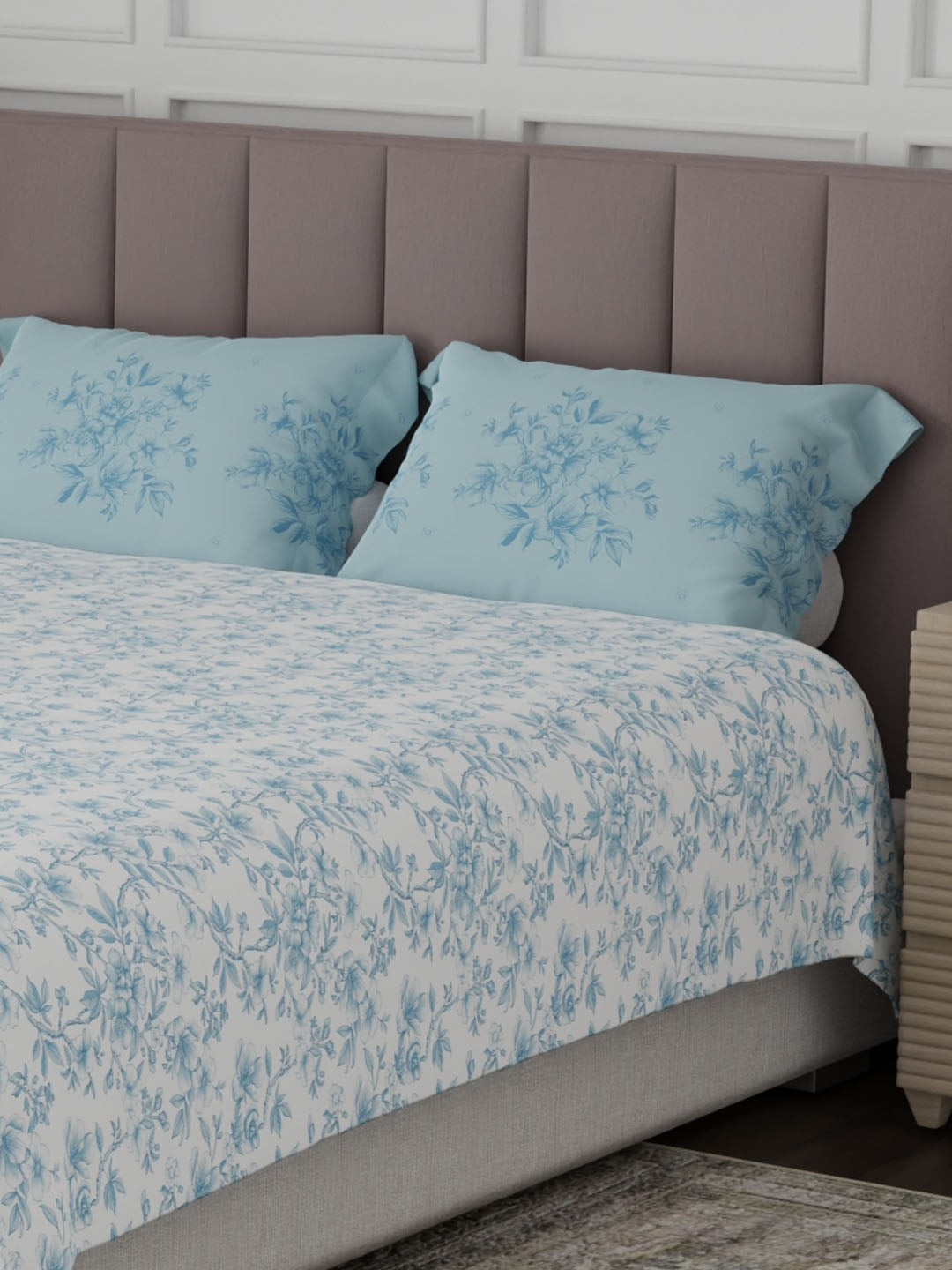 100% Cotton King Bedsheet Set, 200 TC Floral, Valatia