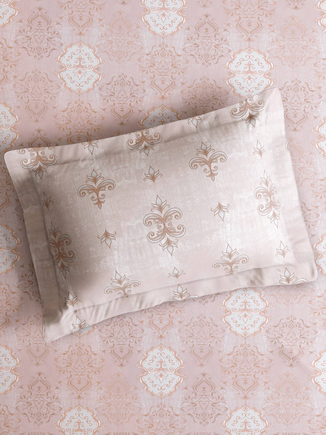 Luxe Loom 100% Cotton 600 TC King Bedsheet with 2 Pillow Covers | Pink Ethnic Print Bedsheet Set