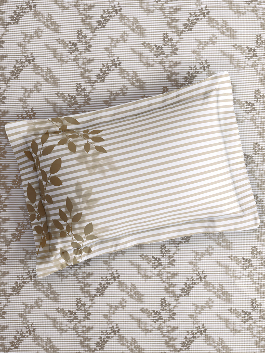 Royal Essence 100% Cotton King Bedsheet with 2 Pillow Covers | 400 TC Brown Floral Digitally Printed Bedsheet Set