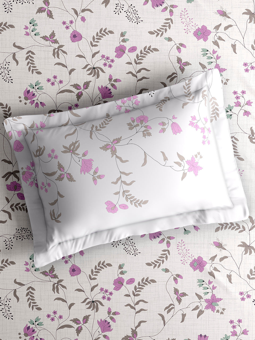 Monarch Grand 100% Cotton King Bedsheet with 2 Pillow Covers | Pink Floral Bedsheet Set