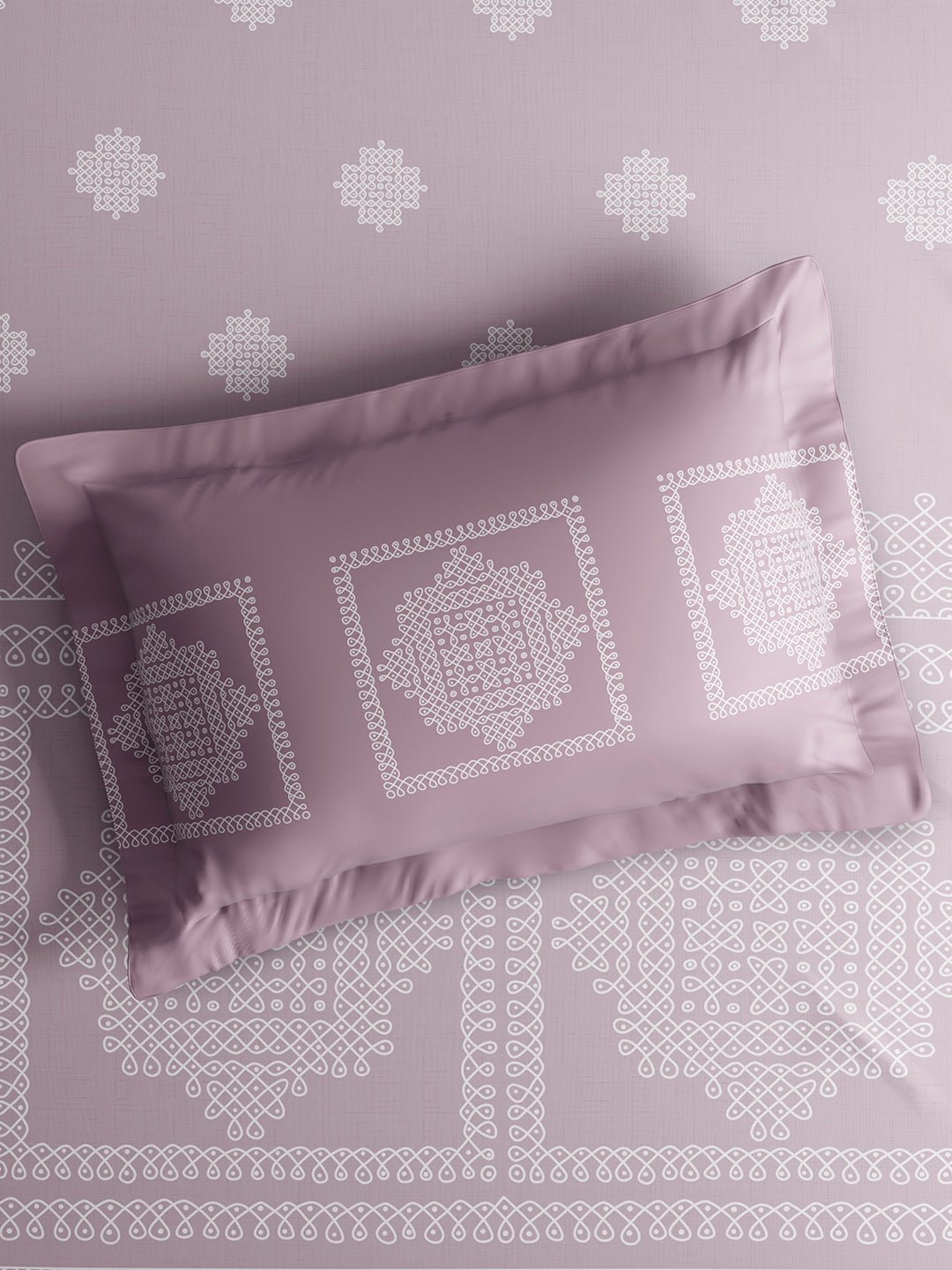 Embrace 100% Cotton King Bedsheet with 2 Pillow Covers | Purple Ethnic Print Bedsheet Set