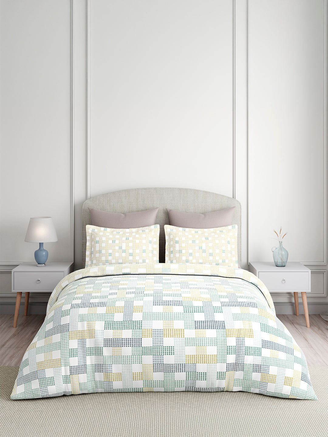 Valatia 100% Cotton King Bedsheet with 2 Pillow Covers | 200 TC Multicolor Geometrical Bedsheet Set