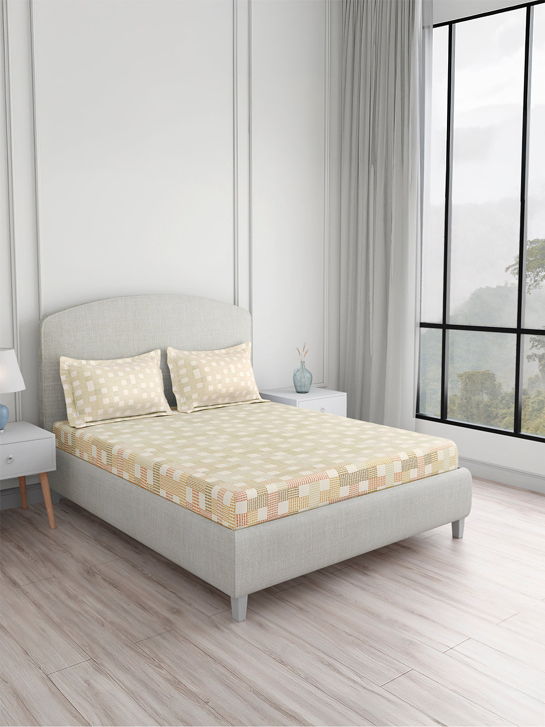 Valatia 100% Cotton King Bedsheet with 2 Pillow Covers | 200 TC Multicolor Geometrical Bedsheet Set