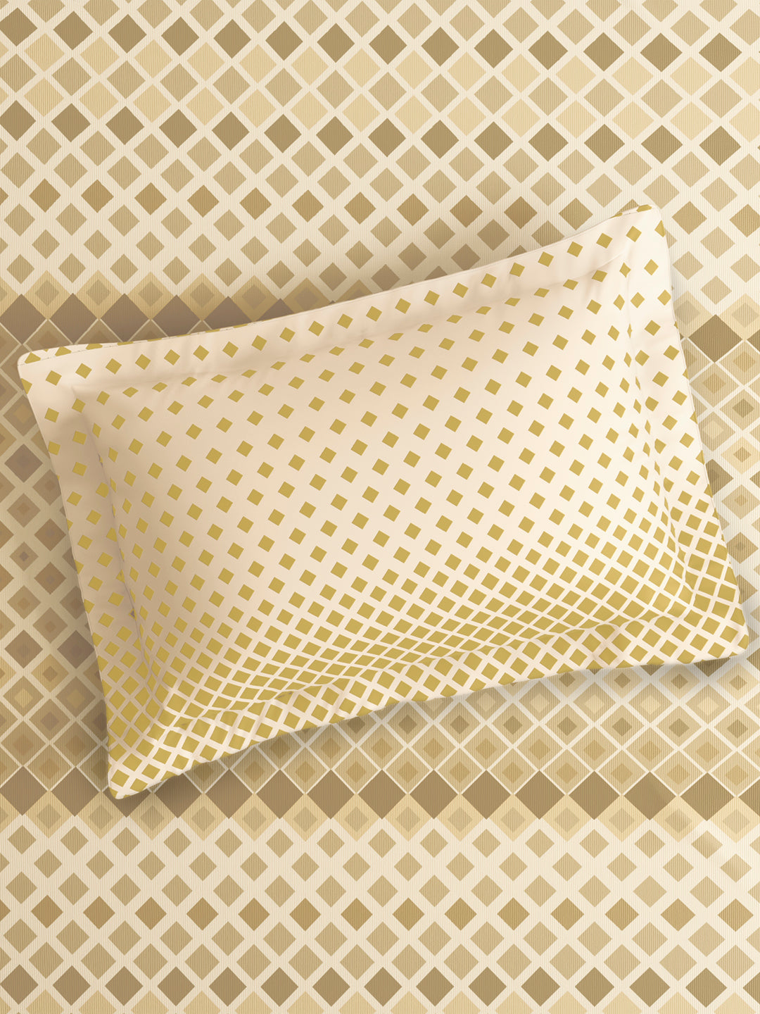 Valatia 100% Cotton Single Bedsheet with 1 Pillow Cover | Yellow Geometrical 200 TC Bedsheet Set