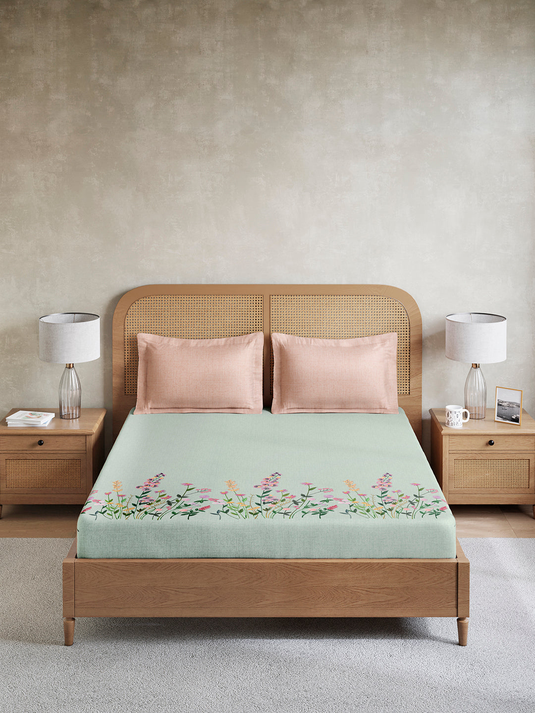 Vivara 100% Cotton King Bedsheet with 2 Pillow Covers | Blue Floral Digitally Printed Bedsheet Set