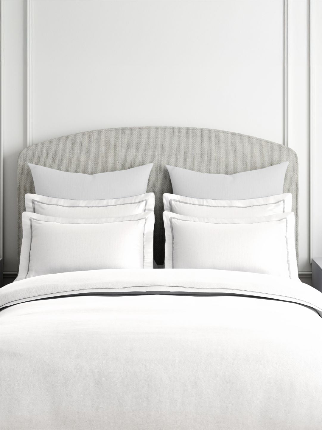 Emblem 100% Cotton 300 TC King Bedsheet with 4 Pillow Covers | Bright White Dyed Solid Bedsheet Set