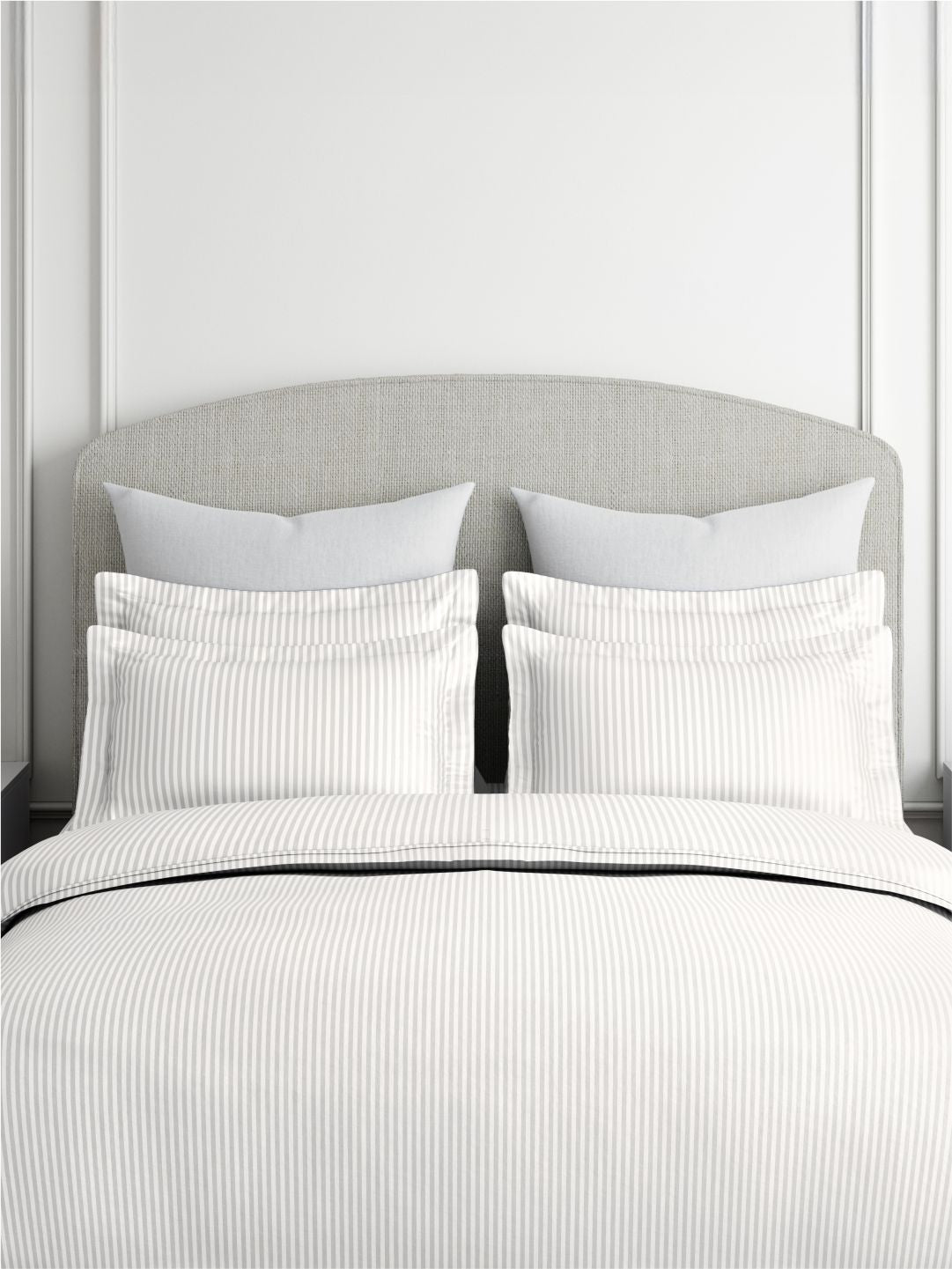 Emblem 100% Cotton 300 TC King Bedsheet with 2 Pillow Covers | White Stripes Bedsheet Set