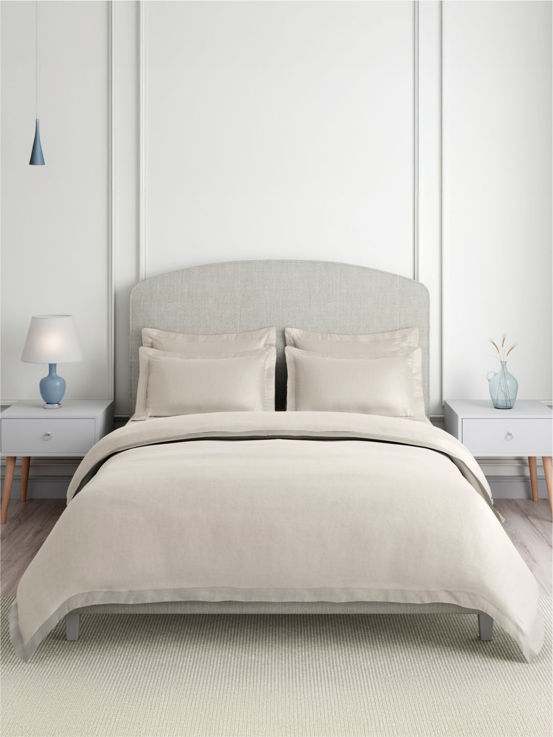 Cotton Charm 100% Cotton 400 TC King Bedsheet with 4 Pillow Covers | Grey Dyed Solid Bedsheet Set