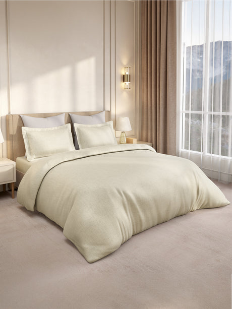 Gardenia Augusta 100% Cotton 300 TC Super King Bedsheet with 2 Pillow Covers | Beige Digitally Printed