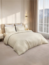 Gardenia Augusta 100% Cotton 300 TC Super King Bedsheet with 2 Pillow Covers | White Digitally Printed