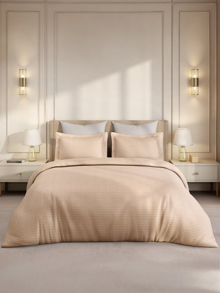 Gardenia Augusta 100% Cotton 300 TC Super King Bedsheet with 2 Pillow Covers | Beige Digitally Printed