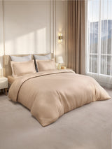Gardenia Augusta 100% Cotton 300 TC Super King Bedsheet with 2 Pillow Covers | Beige Digitally Printed