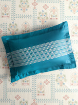 Valatia 100% Cotton 200 TC Karigari Printed Double Bedsheet with 2 Pillow Covers - Blue & White
