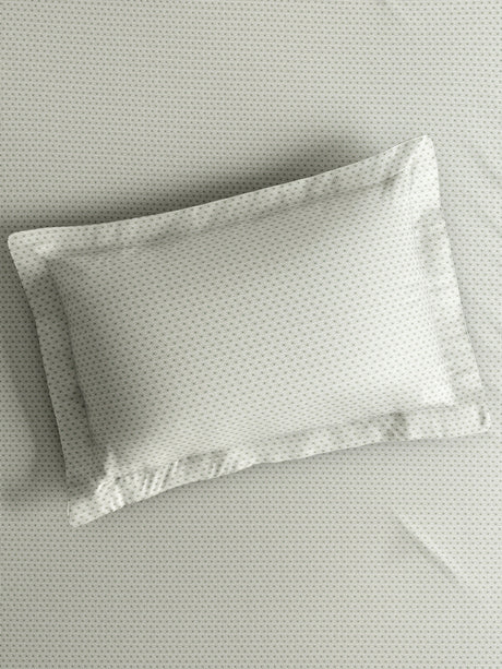 Gardenia Augusta 100% Cotton 300 TC Super King Bedsheet with 2 Pillow Covers | Grey & White Digitally Printed