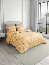 Valatia 100% Cotton 200 TC Karigari Printed Double Bedsheet with 2 Pillow Covers - Yellow