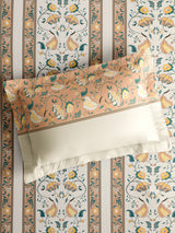 Valatia 100% Cotton 200 TC Karigari Printed Double Bedsheet with 2 Pillow Covers - Yellow & White
