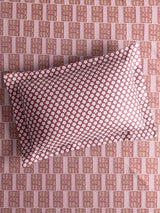 Valatia 100% Cotton 200 TC Karigari Printed Double Bedsheet with 2 Pillow Covers - Pink