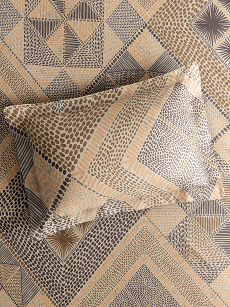 Gardenia Augusta 100% Cotton 300 TC King Bedsheet with 2 Pillow Covers | Brown Digitally Printed