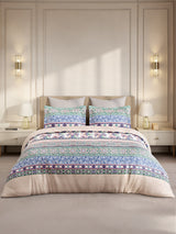 Gardenia Augusta 100% Cotton 300 TC King Bedsheet with 2 Pillow Covers | Blue Digitally Printed