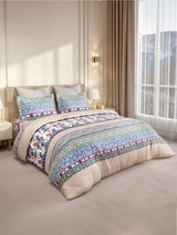 Gardenia Augusta 100% Cotton 300 TC King Bedsheet with 2 Pillow Covers | Blue Digitally Printed