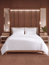 100% Cotton 300 TC, King Size Dyed Bedsheet with 1 Duvet Cover and 4 Pillow Covers, Emblem Collection - Bright White