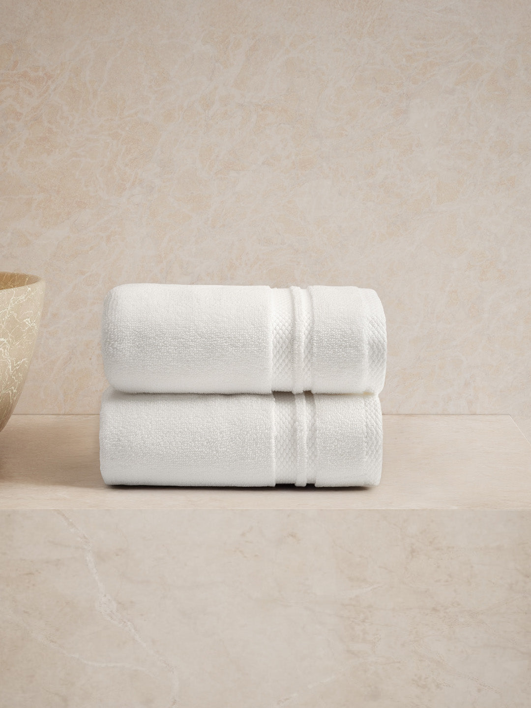 Platinum Pulse 100% Cotton 625 GSM White Hand Towels (Pack of 2)