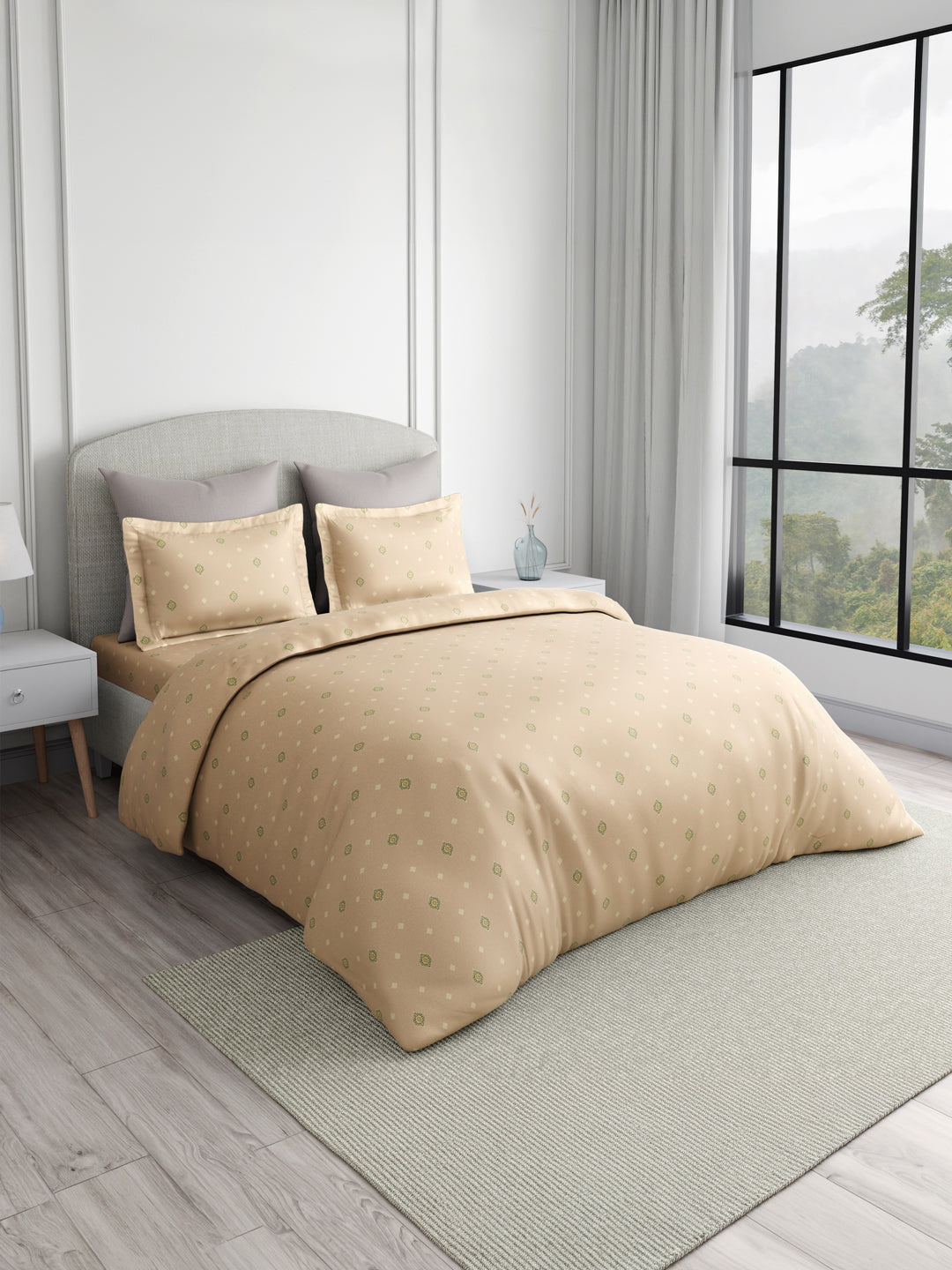 Indo Musk 100% Kasturi Cotton 200 TC King Bedsheet with 2 Pillow Covers | Printed Bedsheet Set