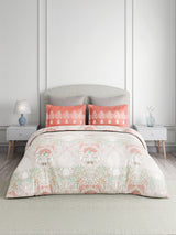 Valatia 100% Cotton 200 TC King Bedsheet with 2 Pillow Covers | Peach Floral Bedsheet Set
