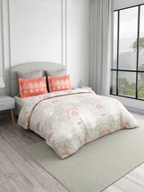Valatia 100% Cotton 200 TC King Bedsheet with 2 Pillow Covers | Peach Floral Bedsheet Set