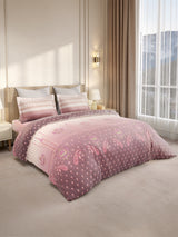 Gardenia Augusta 100% Cotton 300 TC King Bedsheet with 2 Pillow Covers | Pink & White Digital Ethnic Print