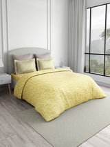 Valatia 100% Cotton 200 TC Double Bedsheet with 2 Pillow Covers - Yellow Floral