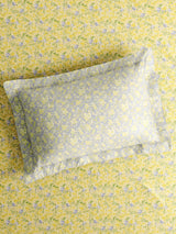 Valatia 100% Cotton 200 TC Double Bedsheet with 2 Pillow Covers - Yellow Floral