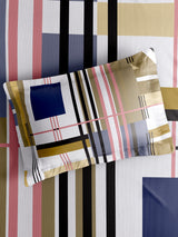 Gardenia Augusta 100% Cotton 300 TC King Bedsheet with 2 Pillow Covers | Multicolor Geometric Print