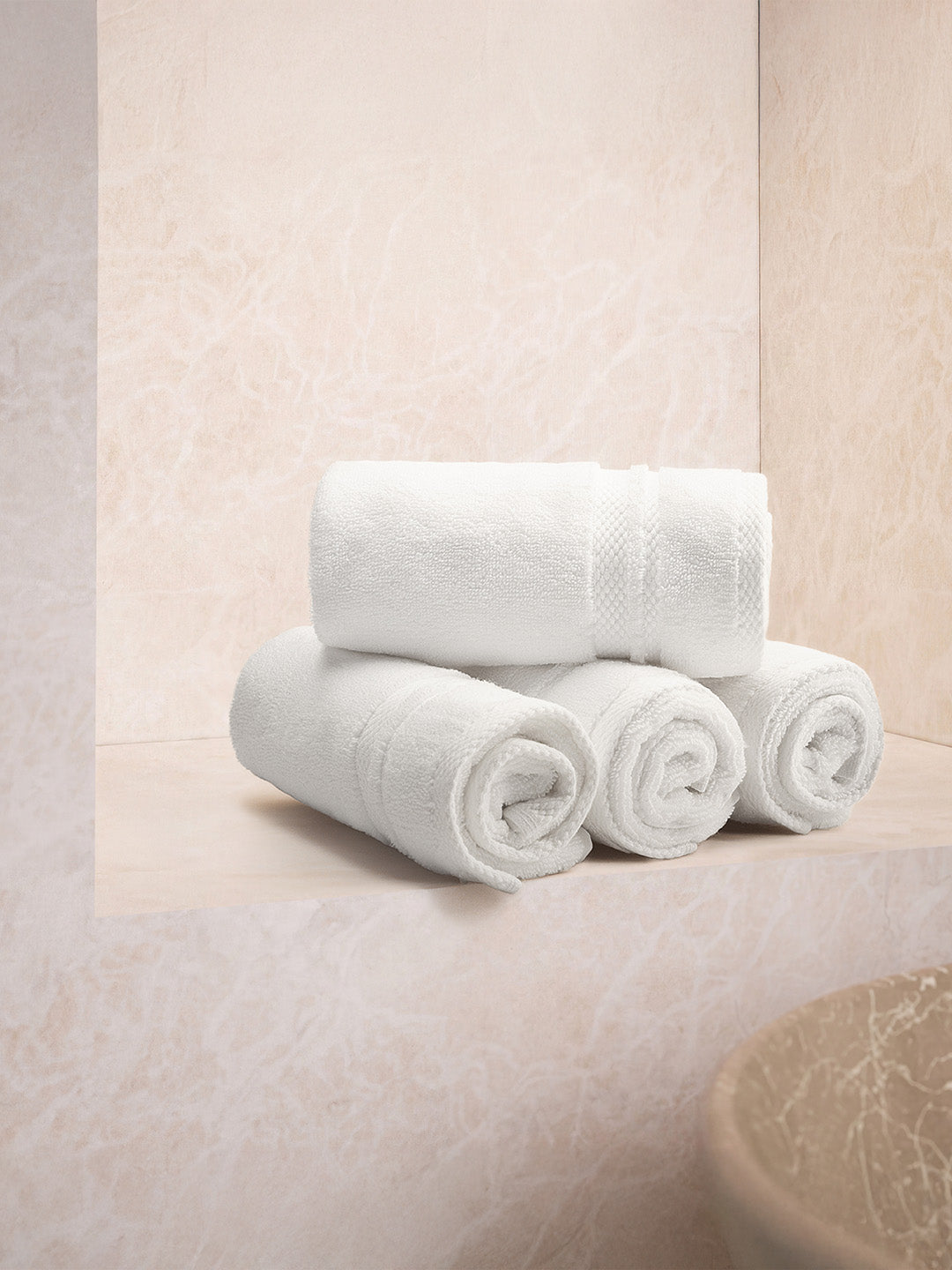 Platinum Pulse 100% Cotton 625 GSM White Hand Towels (Pack of 2)