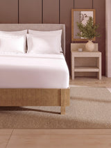 Emblem 100% Cotton 300 TC King Bedsheet with 4 Pillow Covers | Bright White Dyed Solid Bedsheet Set