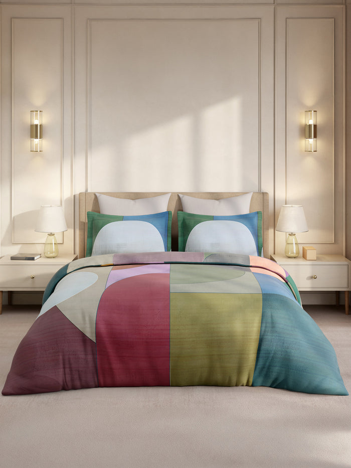 Gardenia Augusta 100% Cotton 300 TC King Bedsheet with 2 Pillow Covers | Multicolor Digitally Printed