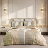 Gardenia Augusta 100% Cotton 300 TC King Bedsheet with 2 Pillow Covers | Beige & Grey Digitally Printed